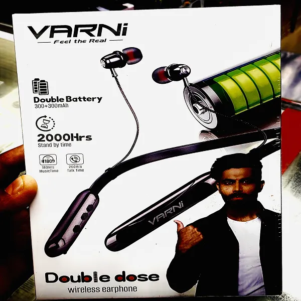 Varni Double Dose Wireless Neckband Earphone – Dual Battery, Long Standby & Powerful Sound