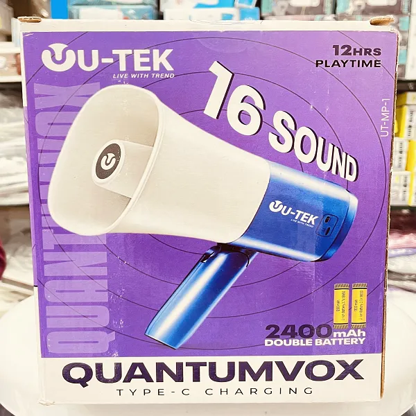 QuantumVox 16 Sound Megaphone – 12 Hours Playtime Wireless Loudspeaker with 2400mAh Battery OU-TEK